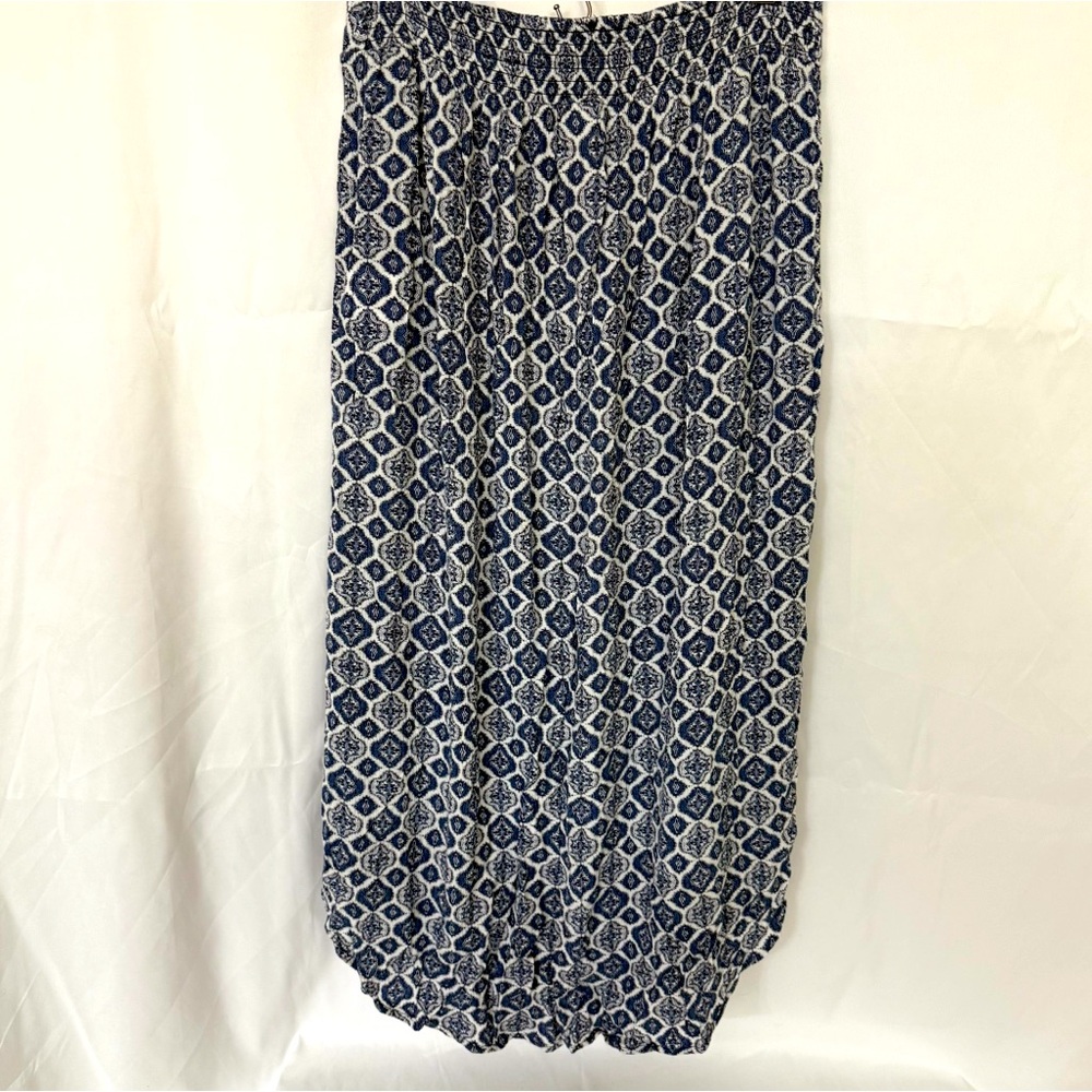 Boho Faded Glory‎ Long Skirt, blue and white, Size Med Whimsical, Fairy
